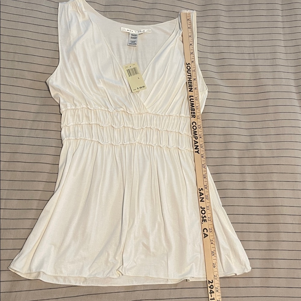 NWT Max Studio Y2K ivory empire waist sleeveless blouse top size L - Picture 7 of 8